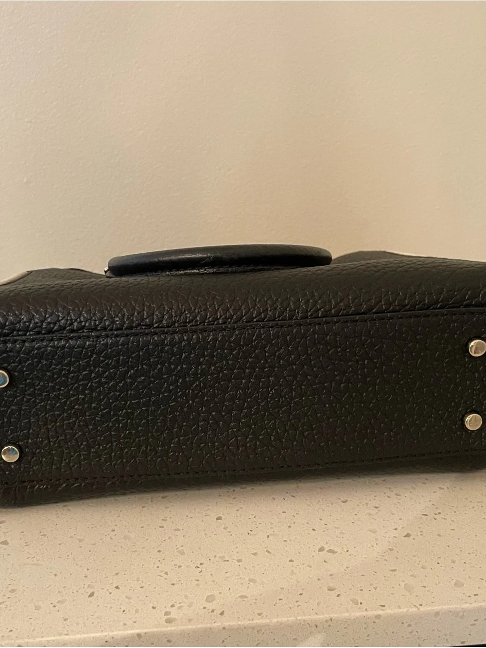 kate spade Black Pebbled Leather Satchel with Gold Accents